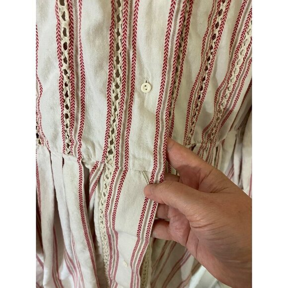 A Loves A Women's Beige, Red Stripe Long Sleeve Button Front Dress - Large - Picture 3 of 14